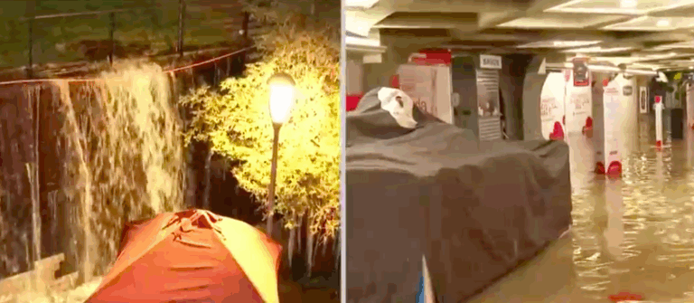 Rotura de matriz provocó inundación de paseo Subcentro en Escuela Militar