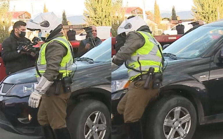 Carabinero fue embestido por vehículo particular durante paro de camioneros en la Ruta 5 Sur