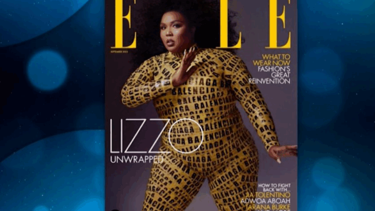 Lizzo posó para la portada de Elle UK vistiendo una cinta de advertencia Balenciaga