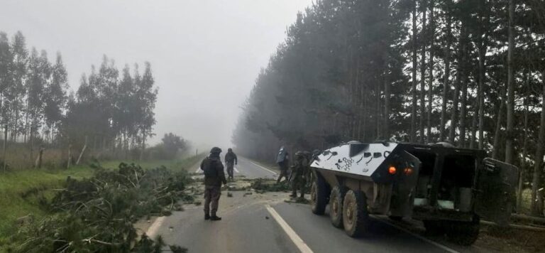 Bloquean caminos en distintas comunas de La Araucanía y dejan lienzo: 