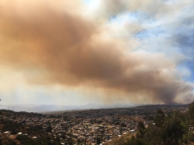 Onemi declaró alerta roja por incendios forestales en Quilpué y La Estrella