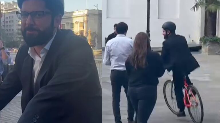 Presidente Boric fue captado abandonando La Moneda en bicicleta