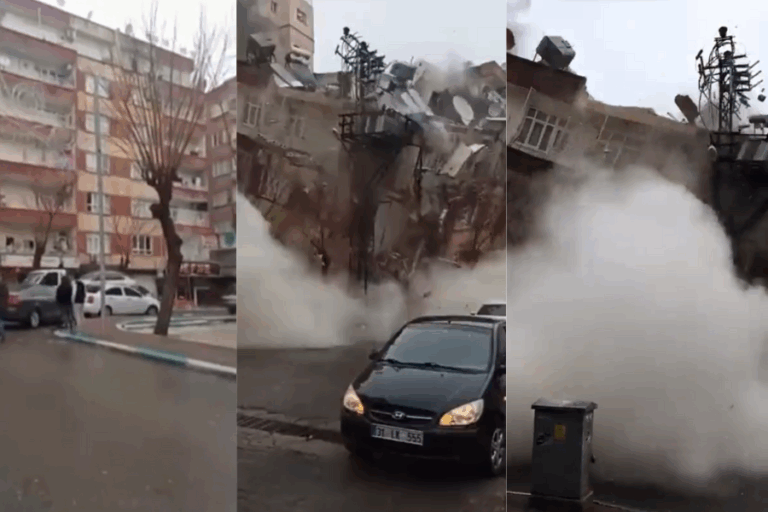 Video: Momento exacto en que un edificio colapsa tras terremoto en Turquía