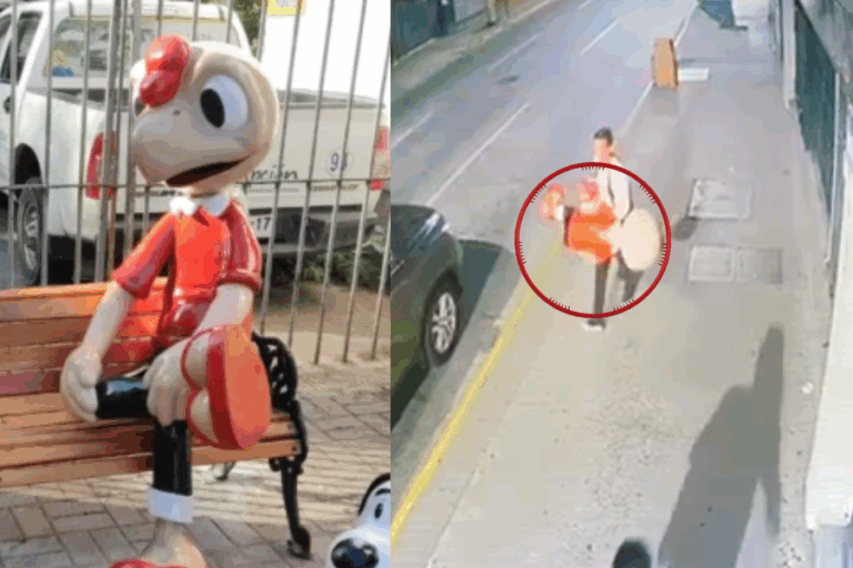 Se lo habían intentado vender: Dueño de barbería devuelve figura de Condorito a municipalidad