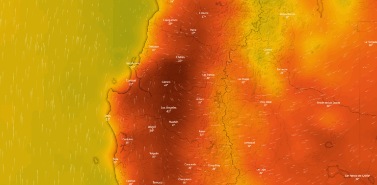 Región de Biobío tuvo los sectores más calurosos del mundo este viernes, según Windy