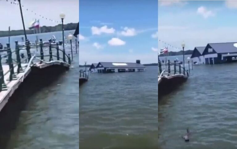 Captan colapso de un muelle tras sismo de gran magnitud en Ecuador