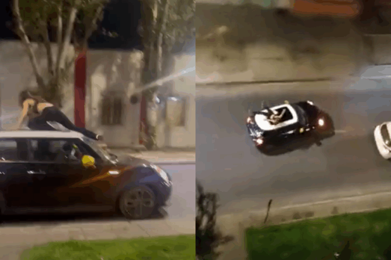 Mujer cayó del techo de su auto tras intentar frustrar encerrona