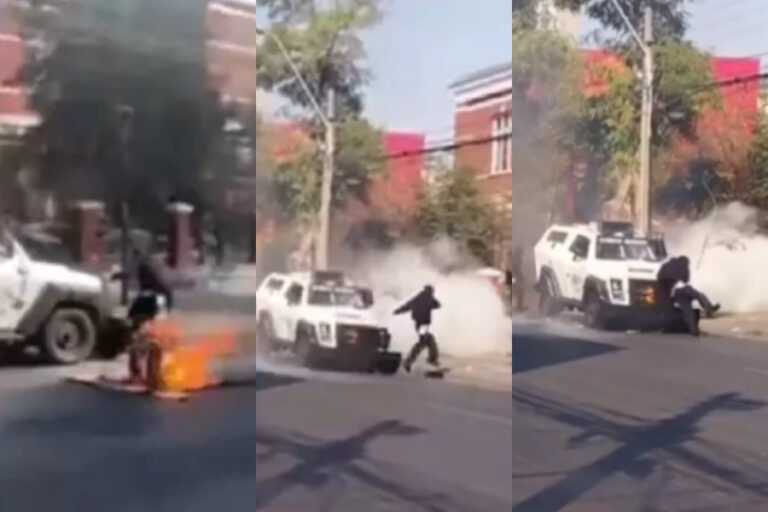 Estudiante fue impactado por carro blindado de Carabineros durante manifestación a las afueras del Liceo Barros Borgoño
