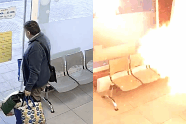 Hombre se salvó por segundos de una fuerte explosión al interior de una lavandería en España