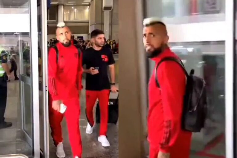 Hincha de Flamengo increpa a Vidal tras partido de Ñublense: 