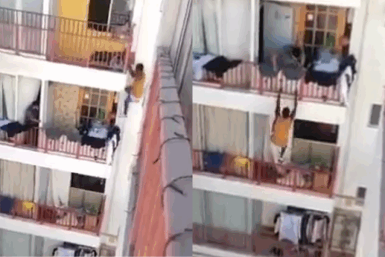 Video registra a un sujeto trepando los balcones de departamentos en Alto Hospicio