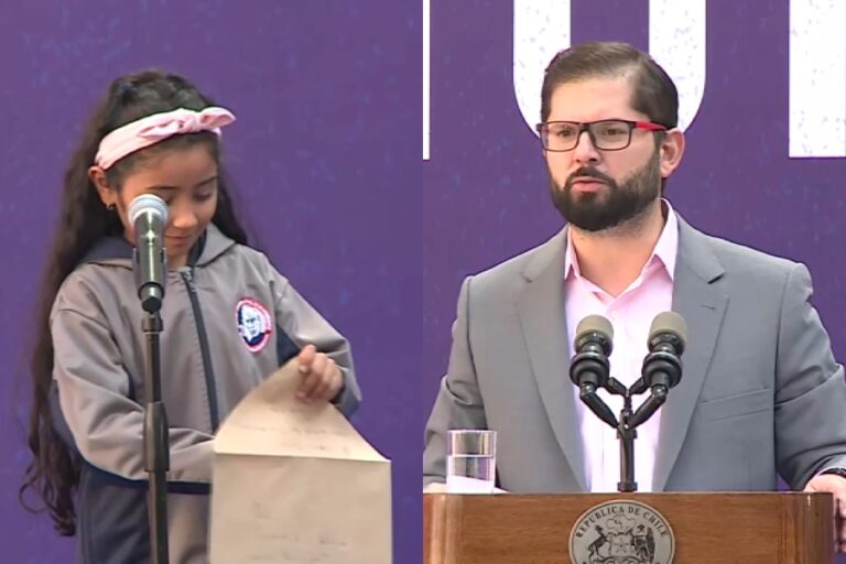 Niña leyó carta que le escribió a Boric: 