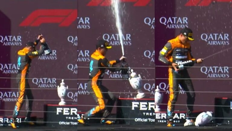El sorprendente incidente de Lando Norris: Rompió accidentalmente el trofeo de Verstappen en celebración de la F1