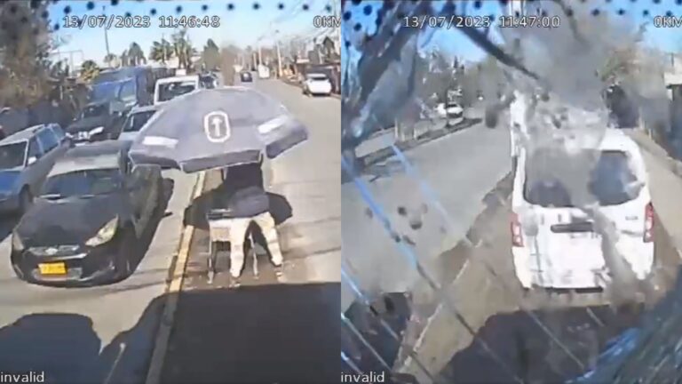 Revelan imágenes de bus que perdió el control en San Bernardo: Atropello a vendedor ambulante y chocó con tres vehículos