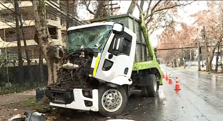 Camión municipal chocó contra un árbol en Providencia