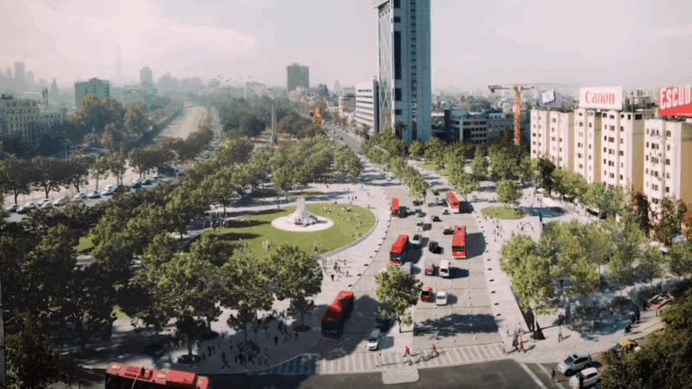 Nuevo diseño del Eje Alameda- Providencia: Reducción vehicular, conexión de parques y áreas verdes