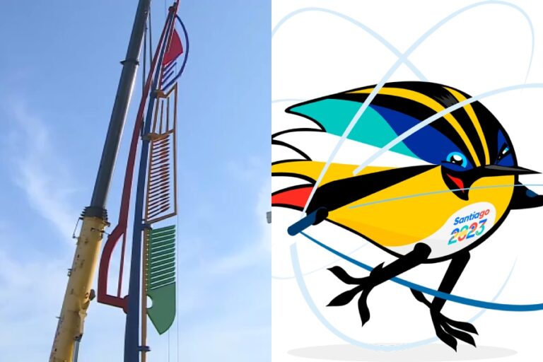 Instalan escultura de Fiu, mascota de Santiago 2023: 