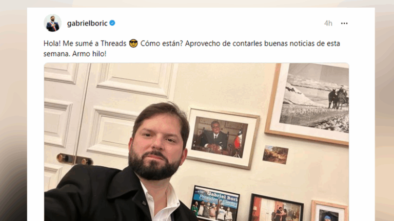 Presidente Boric se une a Threads y realiza su primera publicación: 