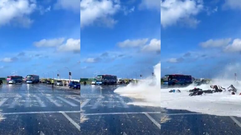 Captan efectos de fuertes olas en Maldivas: Personas fueron arrastradas varios metros