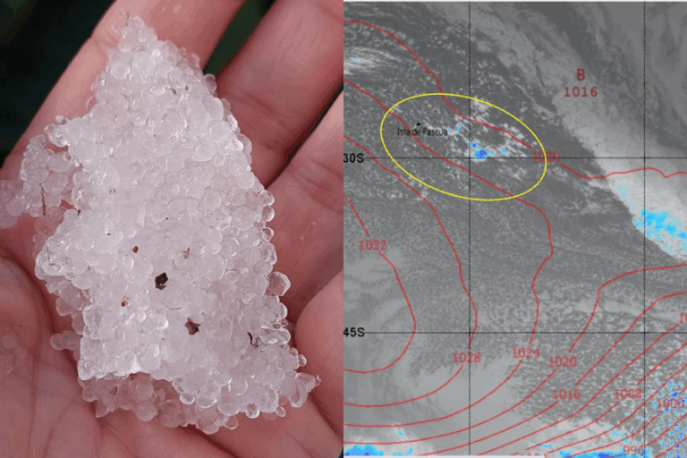 Inusual fenómeno en Rapa Nui: Nubes convectivas provocan granizada en la isla