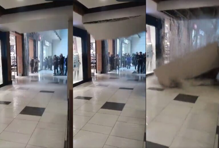 Fuertes lluvias en Chillán provocaron el colapso del techo e inundación de un centro comercial