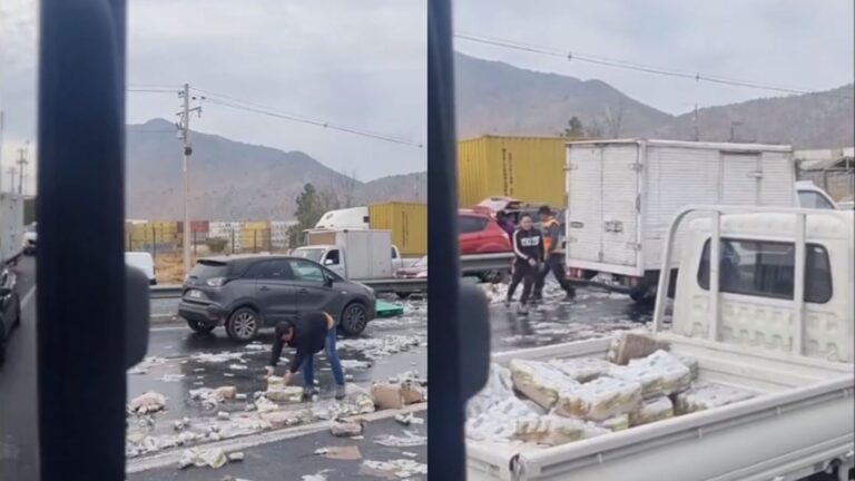 Camión vertió su carga en la Ruta 68: Personas recogieron las cervezas que cayeron en la autopista