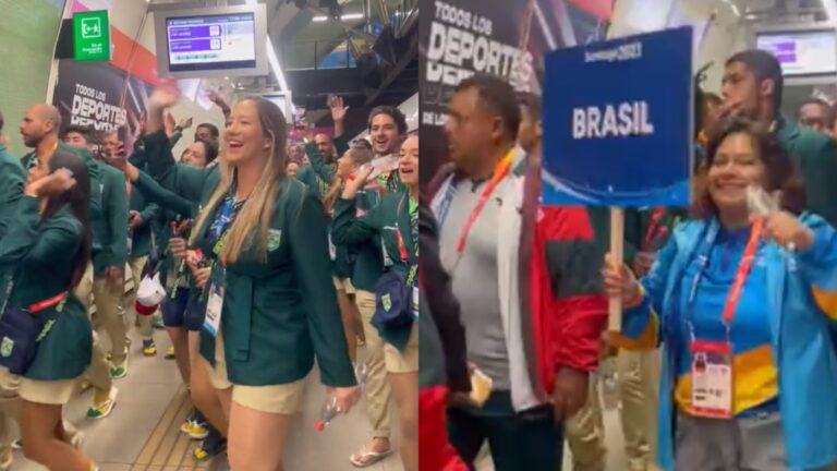 Un verdadero carnaval en el Metro: La alegre intervención de la delegación de Brasil en la previa de Santiago 2023