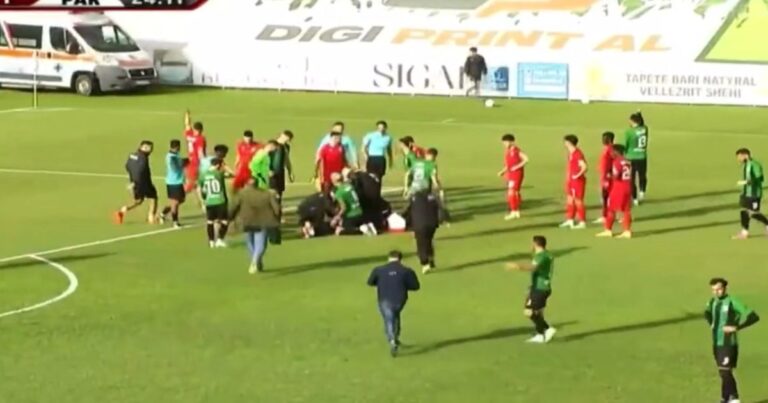 Luto en el fútbol europeo: Jugador muere en pleno partido de la liga de Albania