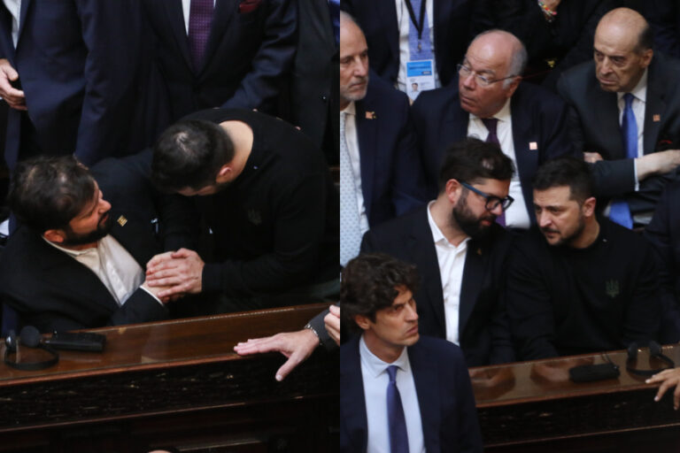 Presidente Boric asistió al cambio de mando en Argentina: Se sentó junto a Volodymyr Zelensky y conversó amistosamente con él