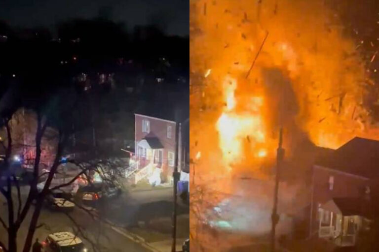 Impresionante registro en Estados Unidos: Casa explotó en medio de un operativo policial