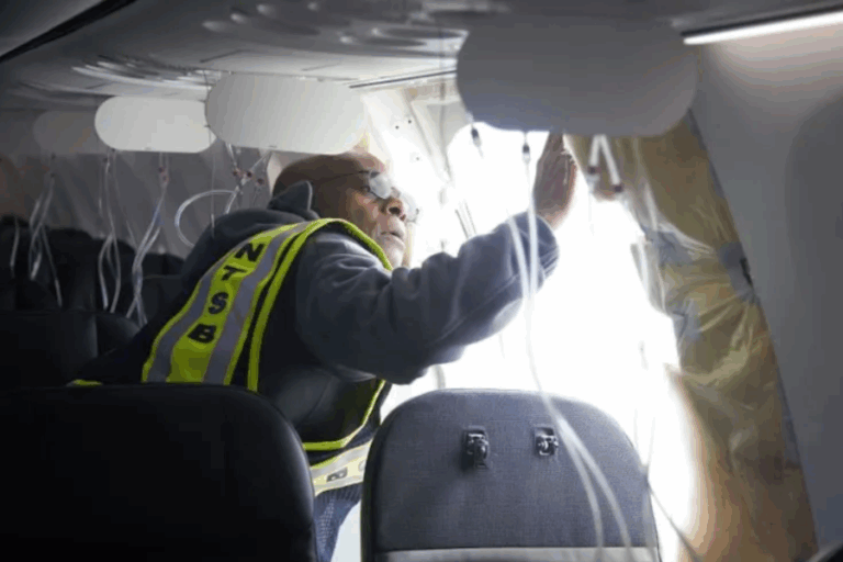 Encuentran la pieza de avión de Alaska Airlines que explotó y se desprendió en pleno vuelo