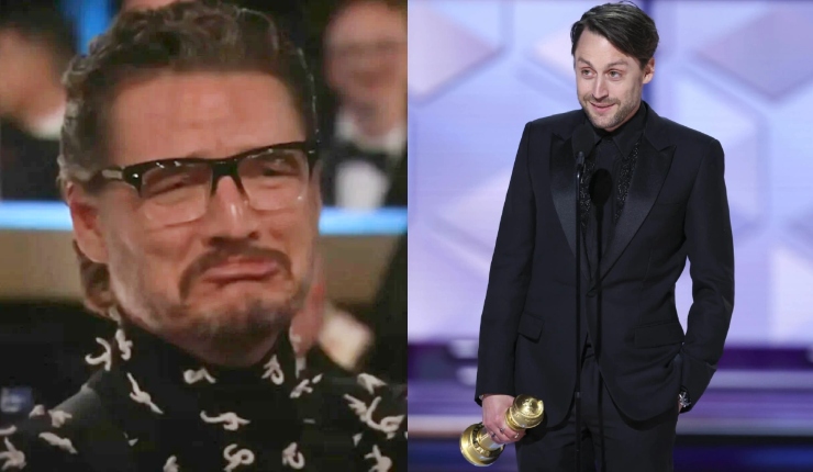 El explícito chiste en vivo que le hizo Kieran Culkin a Pedro Pascal tras ganarle el Globo de Oro