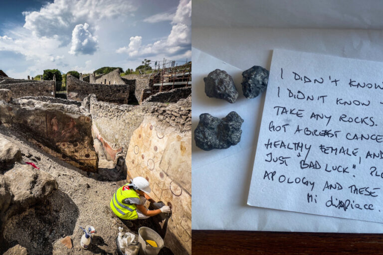 Una mujer enferma de cáncer devuelve piedras robadas de Pompeya ante 