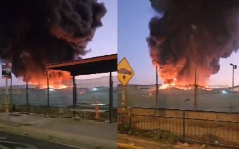 Registran incendio en bodegas de la comuna de Pudahuel: Advierten peligro de propagación
