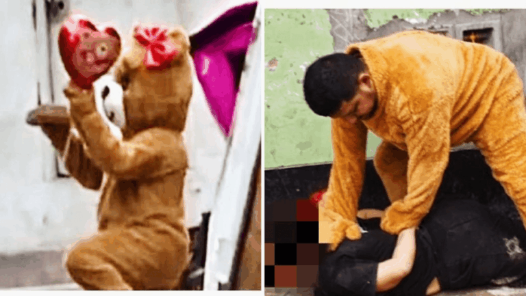 Policía de Perú se disfraza de oso de peluche para detener a vendedores de droga en San Valentín