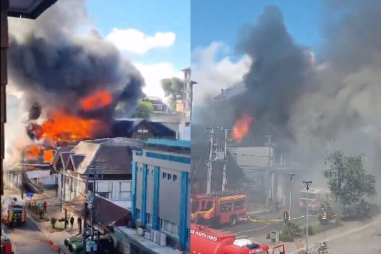 Reportan incendio estructural en pleno centro de Puerto Varas: Habría cuatro personas desaparecidas