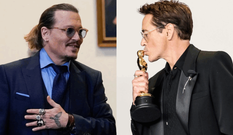 Así fue la cariñosa felicitación de Johnny Depp a Robert Downey Jr. por su Oscar