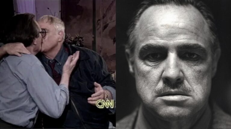El insólito beso de Marlon Brando y Larry King en plena entrevista: Fue transmitido en vivo por CNN en 1994