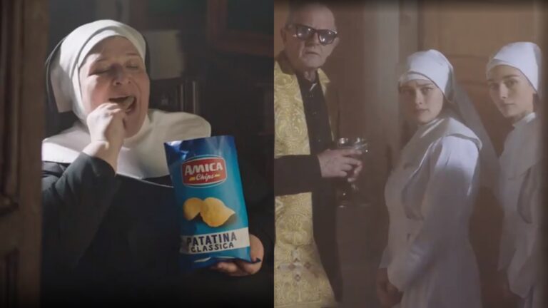 Polémica en Italia por comercial de monjas comulgando con papas fritas en vez de hostias: Comunidad católica acusa 