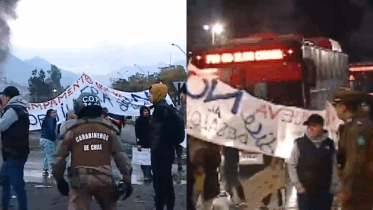 Manifestantes de campamento bloquean temporalmente salida de terminal de buses RED en Puente Alto