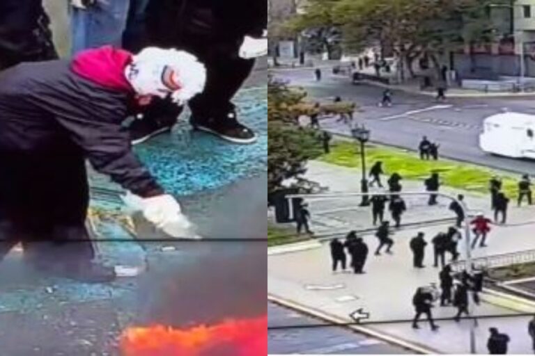 Reportan disturbios en marcha del Día de los Trabajadores: Encapuchados intentaron saquear locales comerciales