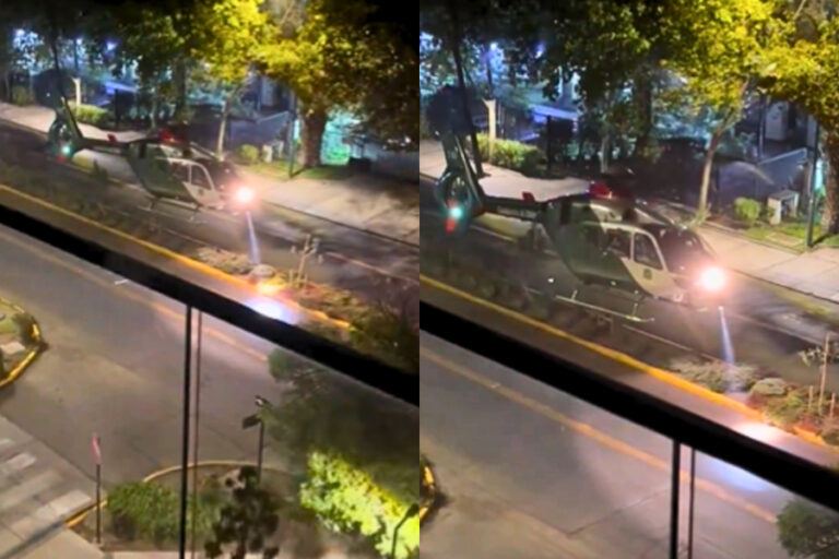 Helicóptero de Carabineros aterrizó en plena calle de Providencia: Trasladó a funcionarios heridos