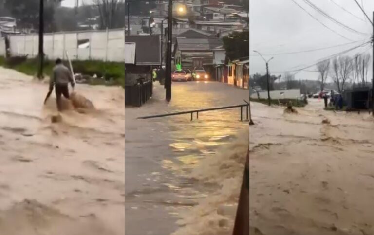 Curanilahue ha enfrentado más de 160 milímetros de lluvia en 24 horas y se proyectan 69 mm más para el lunes