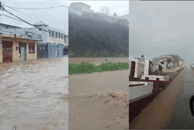 Lota bajo el agua: los impactantes registros de las fuertes lluvias en la ciudad minera