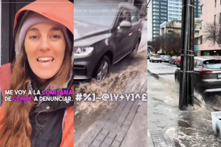 Tiktoker argentina se viralizó por grabar cómo un auto la mojaba en Concepción: 