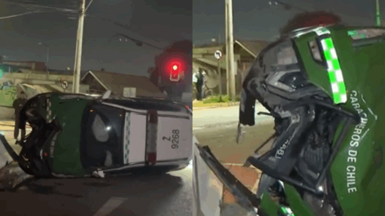 Dos carabineros heridos deja volcamiento de patrulla durante operativo policial en Huechuraba