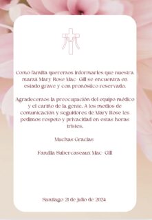 "En estado grave": Familia de Mary Rose McGill actualiza su estado de salud y agradece mensajes de apoyo