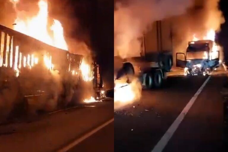 La Araucanía: Incendian dos camiones en Ruta 5 Sur en cercanías de Collipulli