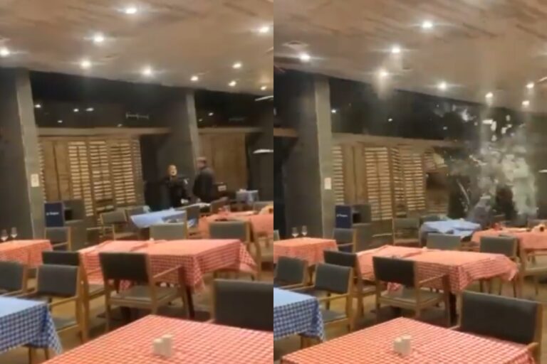 El impactante registro que dejó el paso de las ráfagas de viento en el restaurant del Casino Enjoy