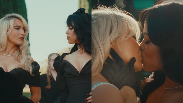 Sabrina Carpenter y Jenna Ortega intentan asesinarse y terminan besándose en el videoclip de 